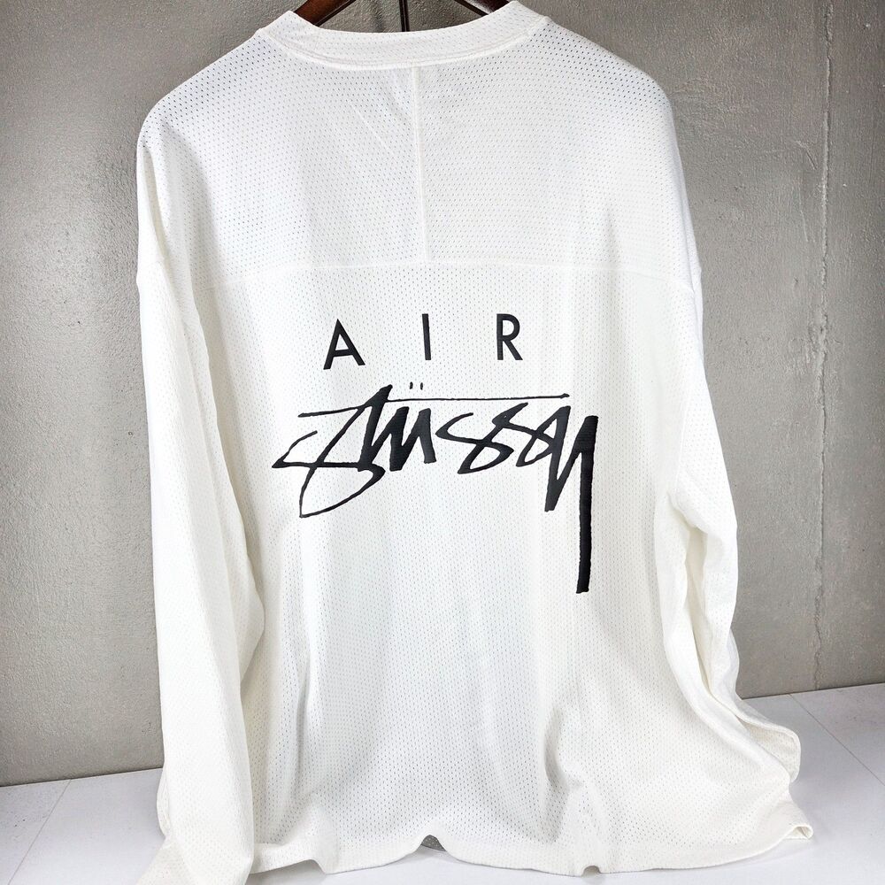 Nike x Stussy Air Dri-FIT Mesh Long Sleeve Jersey Sail XL FJ9164-133 NWT